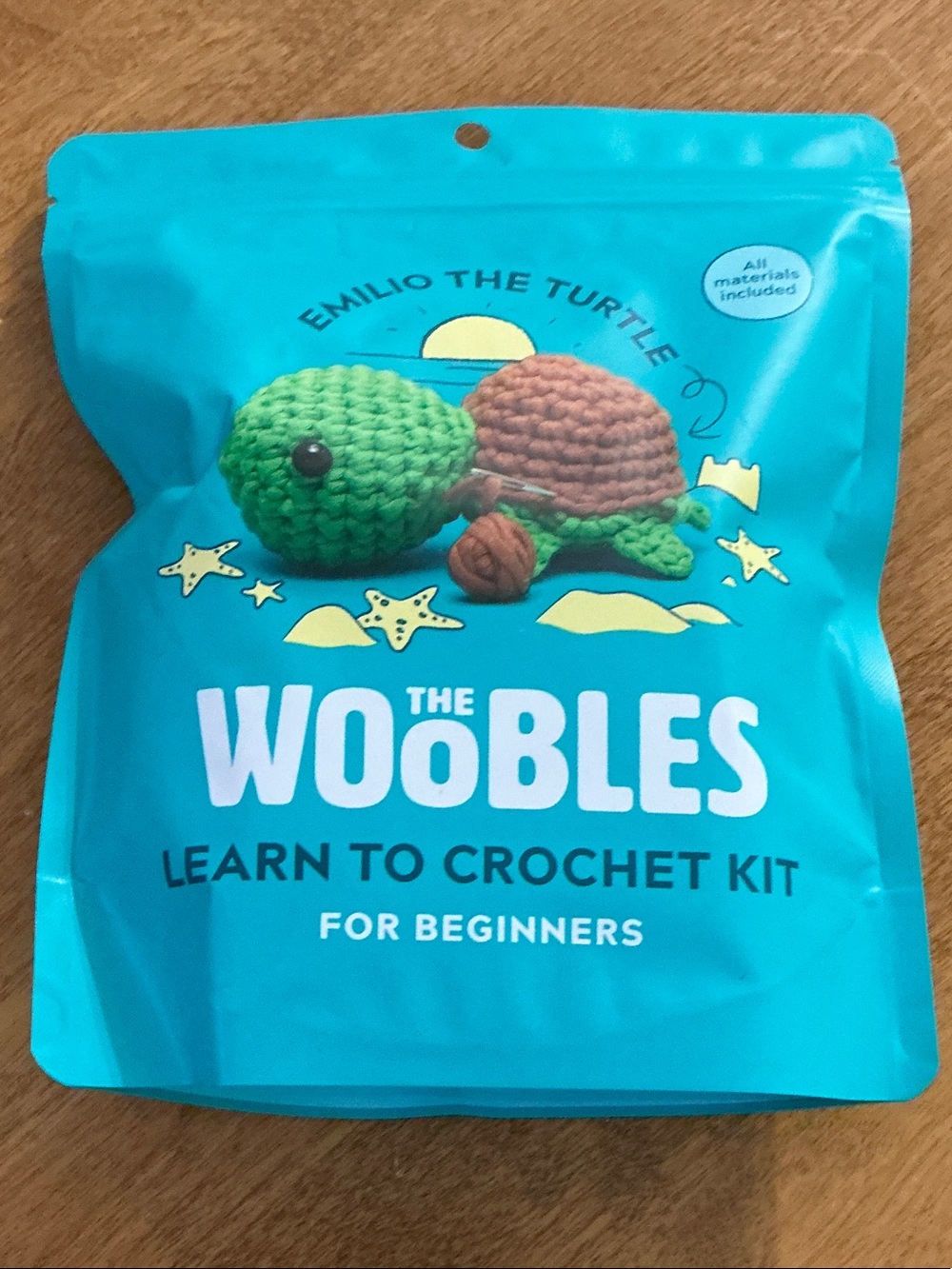 The Woobles Emilio the Turtle Crochet Kit - Teal